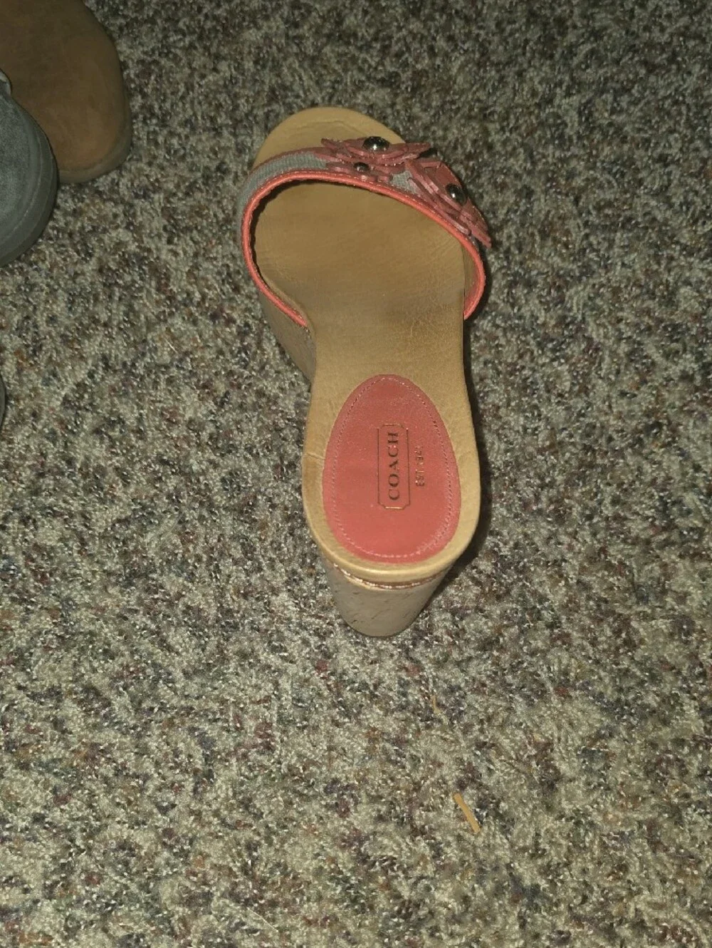 Coach Coral Slide Sandal with Floral Accents